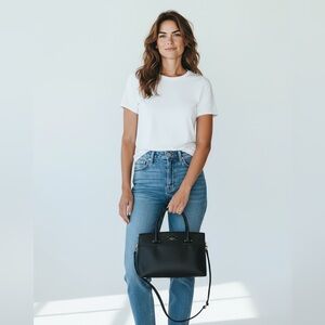 Kate Spade New York Black Pebbled Leather Satchel Crossbody Structured Handbag